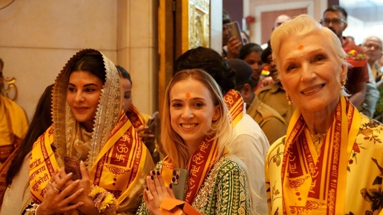 Jacqueline Fernandez Celebrates Easter at Siddhivinayak Temple with Maye Musk